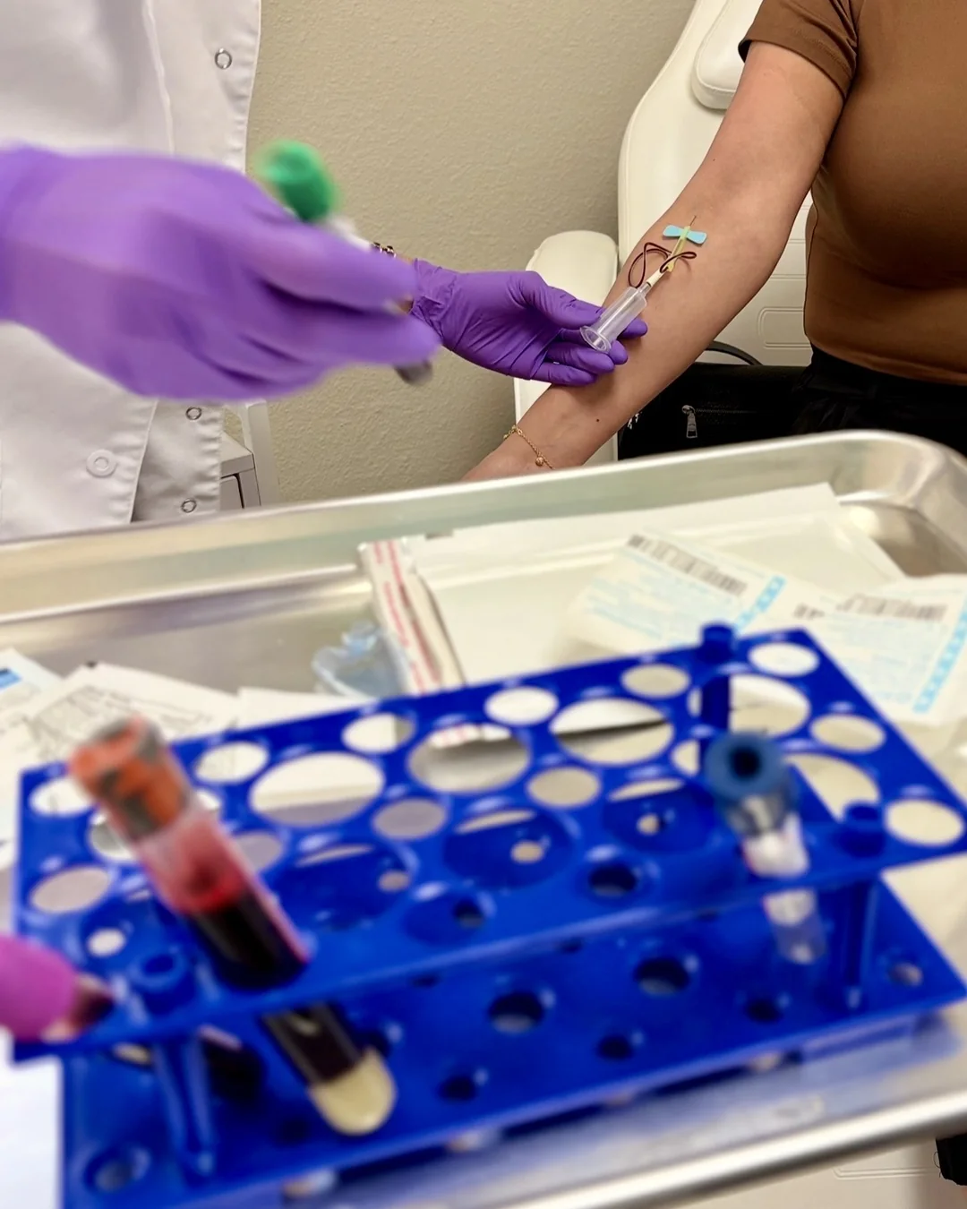 Blood draw for pre-operative lab testing at Bambu Recovery