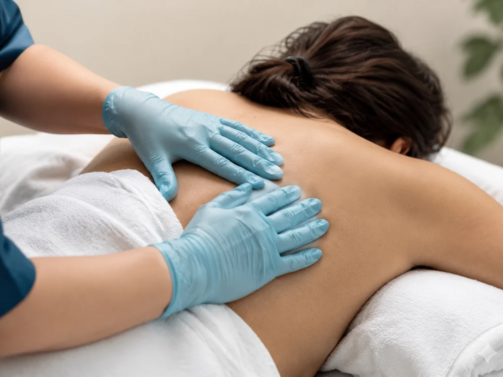 Manual lymphatic drainage session at Bambu Recovery